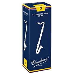 VANDOREN CR123 Vandoren Bass Clarinet Traditional Reeds Strength #3; Box of 5
